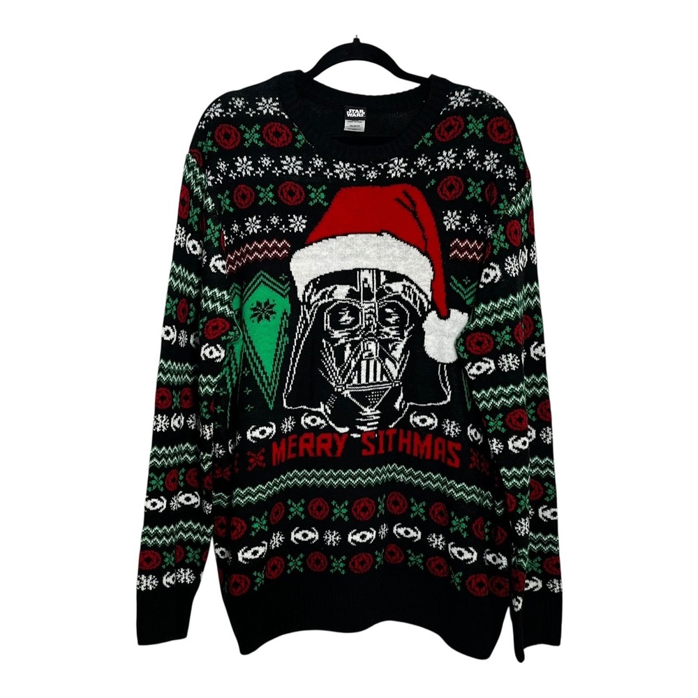 Star Wars Mens Darth‎ Vader Merry Sithmas Ugly Christmas Sweater Black 2XL 50-52